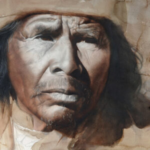 Portrait of a Raramuri Man · Watercolor and graphite · 56 x 76 cms, 21" x 28 "
