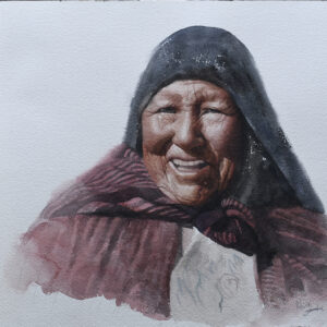 Mujer de Isla de Taquile, Perú · Watercolor, Acuarela transparente · 22" x 14", 35 x 51 cms.